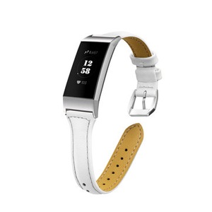 Leather Strap Watch Band for Fitbit charge 3 WHITE COLOR