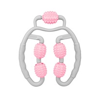 Leg Massager Ring Massage Roller Eliminate Muscle Relaxation Calf Foam Shaft Yoga Slimming Equipment-Pink Grey