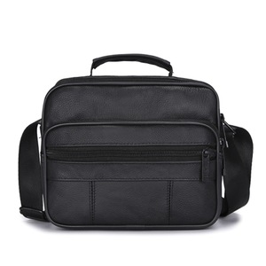 Leisure Fashion Top-grain Leather Slant Shoulder Bag Handbag(Black)