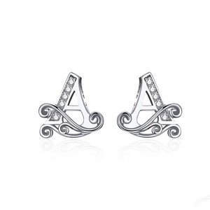 Letter Earrings Silver plating Alphabet A Letter Earrings Stud Women Jewelry