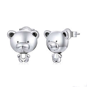 Little Cute Bears Stud Earrings Silver plating Animal Earrings for Women Wedding Engagement Jewelry