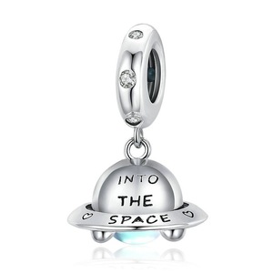 Little Spaceship Charm Fit Bracelet Silver plating Women Jewelry DIY Beads Charm