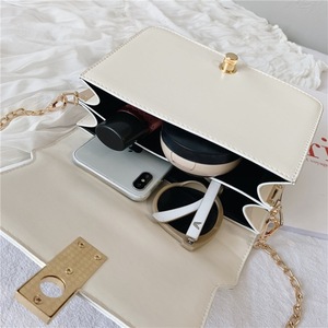 Lock Buckle Glitter PU Leather Single Shoulder Bag Ladies Handbag Messenger Bag (White)