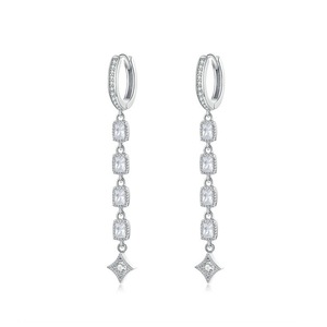 Long Dangle Earrings for Women Wedding Engagement Jewelry Silver plating Female