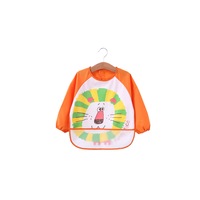 Long Sleeved Baby Bibs Waterproof Sleeved Bib - Light Orange