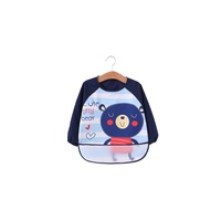 Long Sleeved Baby Bibs Waterproof Sleeved Bib - Navy