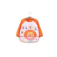 Long Sleeved Baby Bibs Waterproof Sleeved Bib - Orange
