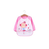 Long Sleeved Baby Bibs Waterproof Sleeved Bib - Pink