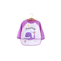 Long Sleeved Baby Bibs Waterproof Sleeved Bib - Purple