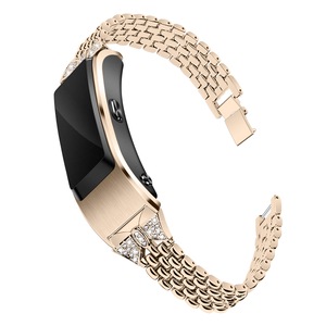 Luxury Bling Rhinestone Diamonds Stainless Steel Metal Bracelet Replacement Bangle Wristband Straps for Huawei B5 Smart Watch-VINTAGE GOLD