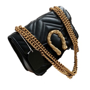 Women Fashion Shoulder Bag Lady Gold Metal Chains Handbag Female Pu Leather Party Prom Crossbody Bags