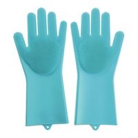 Magic Silicone Rubber Glove Dish Washing Cooking Glove Cleaning Heat Resistant Kitchen Tool BLUE COLOR