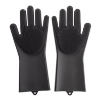 Magic Silicone Rubber Glove Dish Washing Cooking Glove Cleaning Heat Resistant Kitchen Tool GRAY COLOR