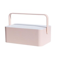 Makeup Mirrors Storage Box Dressing Table Lamp LED Light Portable Cosmetic Case Skin Care Products Storage Box PINK COLOR