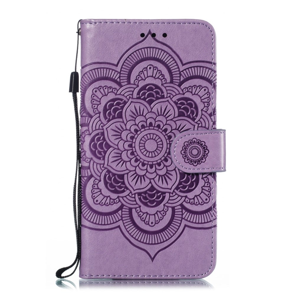 Mandala Embossing Pattern Horizontal Flip Leather Case for Samsung Galaxy A20 & A30, with Holder & Card Slots & Wallet & Photo Frame & Lanyard(Purple)
