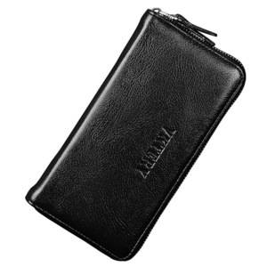 Men Business PU Leather 12 Card Slots Wallet Phone Clutch Bag BLACK COLOR