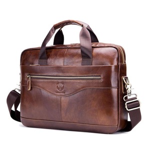 Men Genuine Leather Shoulder Bag Business Travel Crossbody Messenger Handbag Briefcase BROWN COLOR