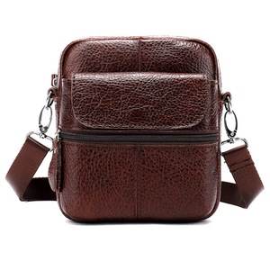 Men Genuine Leather Shoulder Bag Messenger Crossbody Handbag Outdoor Travel COFFEE COLOR