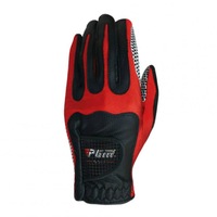 Men Golf Fiber Cloth Gloves Left/Right Hand Glove Magic Elastic Particles Men Slip-resistant Accessories [Left hand] black red_L