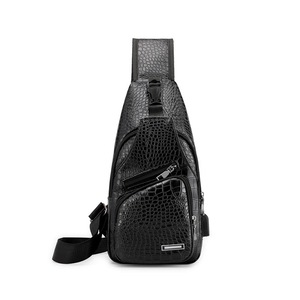 Men PU Leather Bag Outdoor Camping Traveling USB Charging Anti-theft Chest Cross Body Messenger Bags