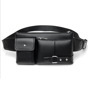 Men PU Leather Durable Multifunctional Belt Chest Shoulder Bag BLACK COLOR