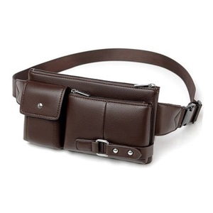 Men PU Leather Durable Multifunctional Belt Chest Shoulder Bag BROWN COLOR