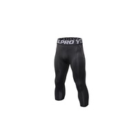 Men'S Compression Capri Shorts Baselayer Cool Dry Sports Tights - Black
