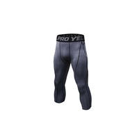 Men'S Compression Capri Shorts Baselayer Cool Dry Sports Tights - Grey