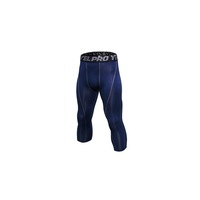 Men'S Compression Capri Shorts Baselayer Cool Dry Sports Tights - Navy