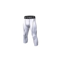 Men'S Compression Capri Shorts Baselayer Cool Dry Sports Tights - White