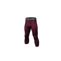 Men'S Compression Capri Shorts Baselayer Cool Dry Sports Tights - Wine Red