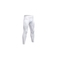 Men'S Compression Pants Pocket Baselayer Cool Dry Ankle Leggings Active Tights - White