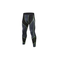 Men'S Compression Pants Workout Running Tights Leggings - Black Grey+Green