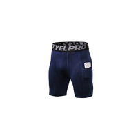 Men'S Compression Shorts Baselayer Cool Dry Sports Tights With Pocket - Navy