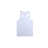 Men's Muscular Cut Bodybuilding Gym Vest Y-Back Tank Top - WHITE
