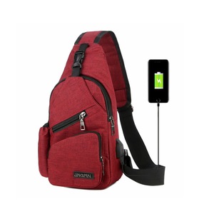 Men's Shoulder Bag Sling Chest Pack Canvas USB Charging Sports Crossbody Handbag Male Chest Bags Belt Waist Packs