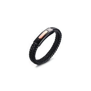 Men'S Titanium Steel Leather Bracelets Trends Jewelry - Rose Gold