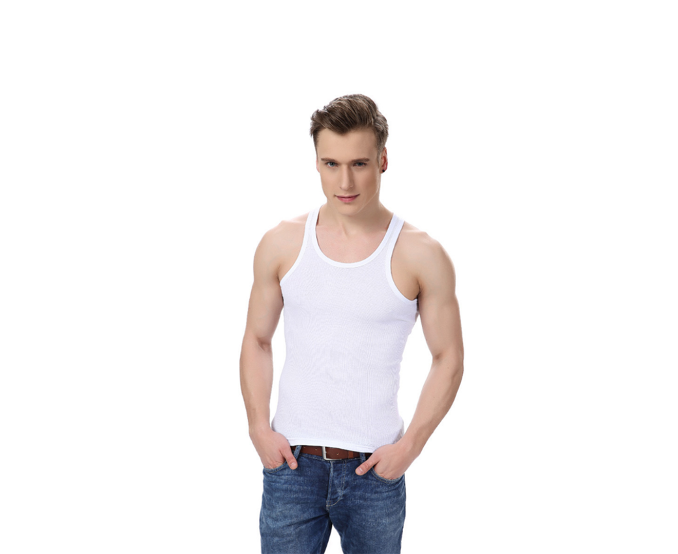 Mens Slimming Body Shaper Vest Slim Shirt Compression Tank Shaperwear - WHITE