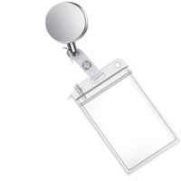Metal Retractable Pull Key Ring with Transparent Pass Card Cover Badge Holder Reels Key Ring Chain Clips