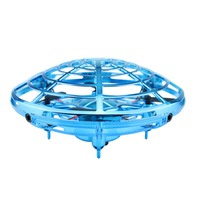 Mini UAV Intelligent Induction Quadcopter UFO Fixed Height Suspended Rotating Flying Saucer Suitable for Children-Blue