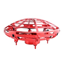Mini UAV Intelligent Induction Quadcopter UFO Fixed Height Suspended Rotating Flying Saucer Suitable for Children-Red