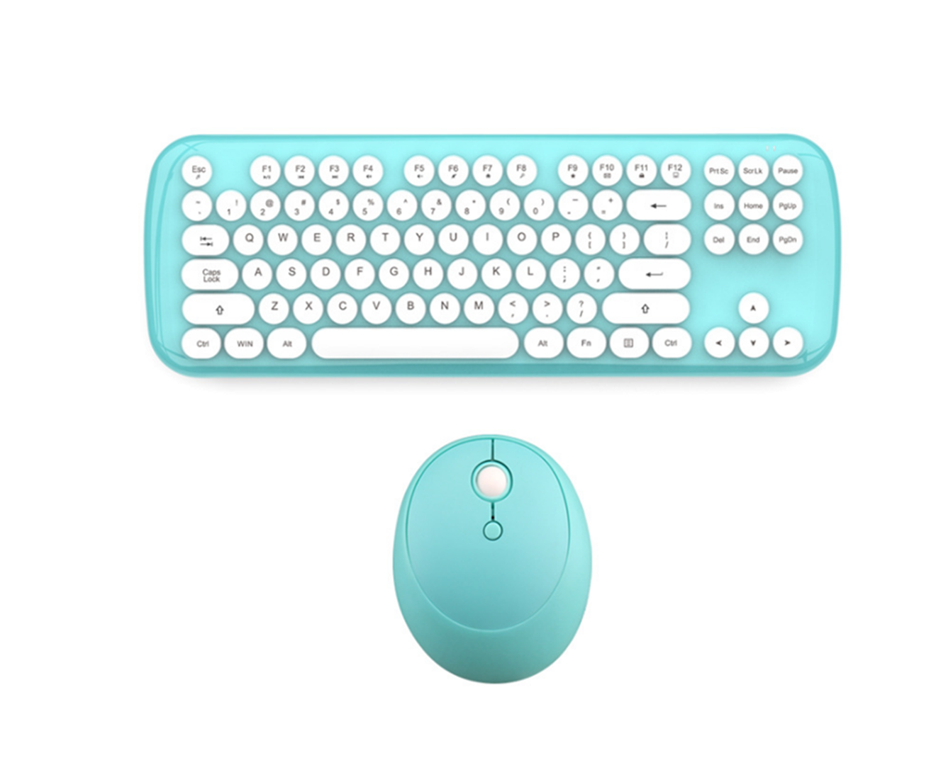 Mini Wireless Keyboard And Mouse Set Round Bluetooth Keyboard And Mouse - Blue
