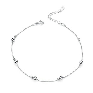 Minimalist Round Beads Anklet Silver plating Bracelet for Leg Female Foot Jewelry for Women