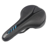 Mountain Bike Cushion with Light Bike Saddle Thicken Silicone Rear Lights Bike Seat Black blue + red and blue tail light