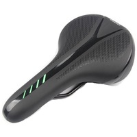 Mountain Bike Cushion with Light Bike Saddle Thicken Silicone Rear Lights Bike Seat Black green + red and blue tail lights_270*144mm