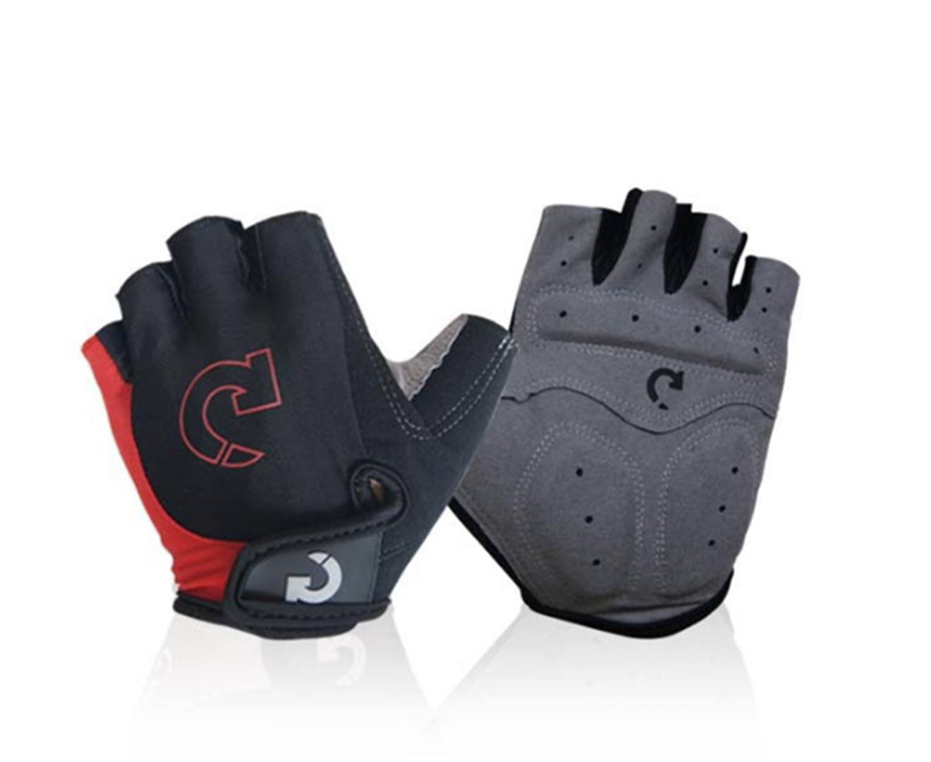 Mountain Bike Gloves Half Finger Road Racing Riding Gloves with Light Anti-Slip Shock-Absorbing-Red
