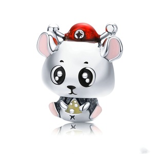 Mouse BeadsSilver plating Little Mouse Charms Beads Fit for Women Bracelets Jewelry