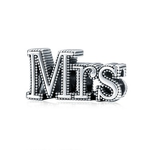 Mrs Charms Silver plating Retro Letter Beads Pendant Fit Bracelet Necklace Unique Jewelry