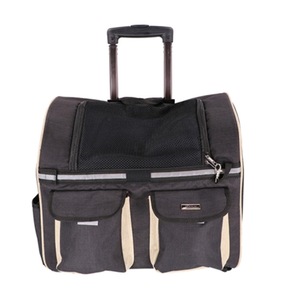 Multi-function Outdoor Portable Two Wheels Cat Dog Pet Carrier Bag Knapsack Draw Bar Box (Black)