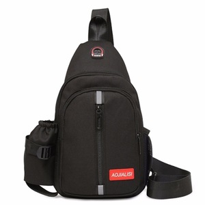 Multi-Function Portable Casual Chest Bag Outdoor Sports Shoulder Bag with Earphone Line Hole (Black)
